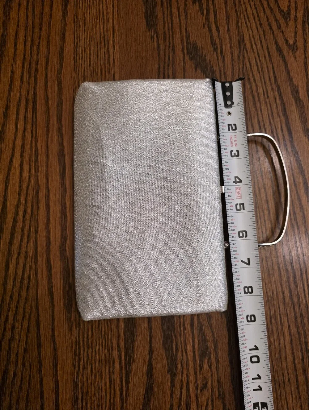 Vintage 50s 60s After Five Silver Lamé Convertible Clutch Rhinestone Top Handle